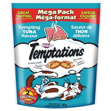 Whiskas TemPtations TemPting Tuna Flavour Mega Pack Classic Cat Treats, 180-g