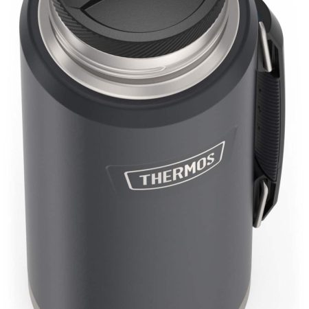 Thermos Vacuum Insulated Stainless Steel Portable Travel Beverage Bottle for Hot/Cold Beverages, Black, 1.2-L