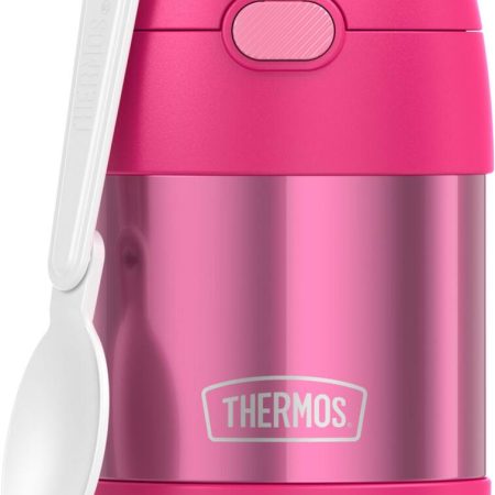 Thermos® Stainless Steel Food Jar Vaccum Insulated with Spoon, Pink, 295-mL