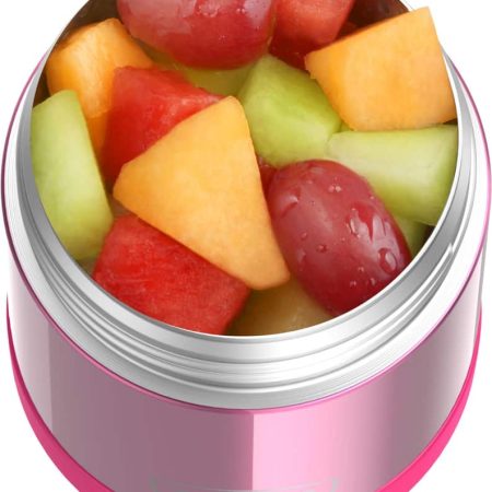 Thermos® Stainless Steel Food Jar Vaccum Insulated with Spoon, Pink, 295-mL