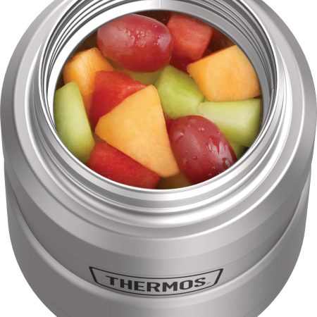 Thermos® Stainless Steel Food Jar Vaccum Insulated with Spoon and Bowl, Silver, 470-mL