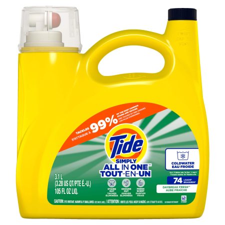 Tide Simply Liquid Laundry Detergent, Daybreak Fresh, 74 Loads, 115 oz.