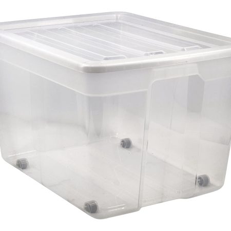 type A Clear Storage Tote with Wheels, 80-L