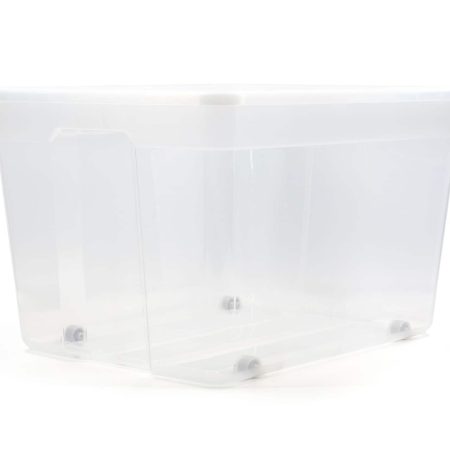 type A Clear Storage Tote with Wheels, 80-L