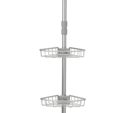 Type A Rust-Resistant Adjustable Shelves Tension Pole Shower Caddy, with Hooks