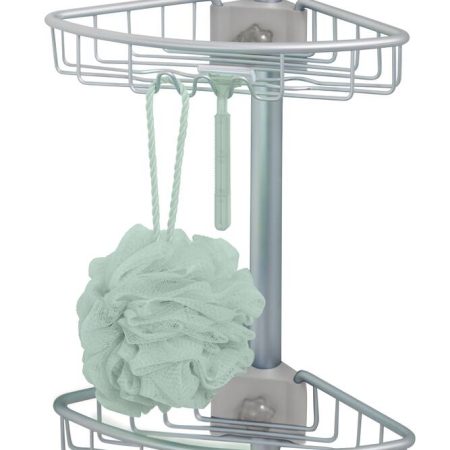 Type A Rust-Resistant Adjustable Shelves Tension Pole Shower Caddy, with Hooks