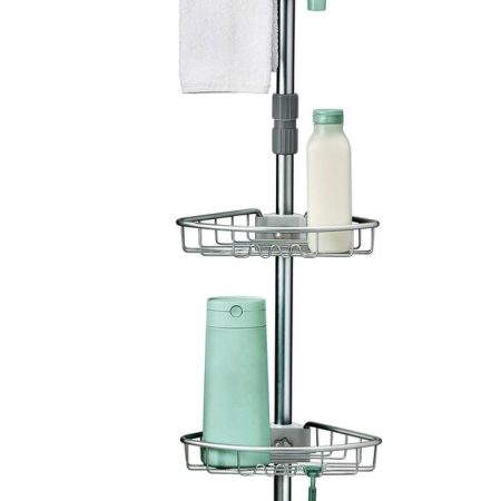 Type A Rust-Resistant Adjustable Shelves Tension Pole Shower Caddy, with Hooks