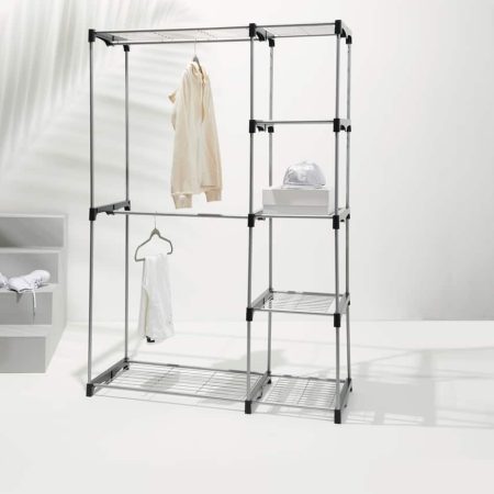 type A Prima Metal Freestanding Closet Organizer with 5 Wire Shelves & Rods