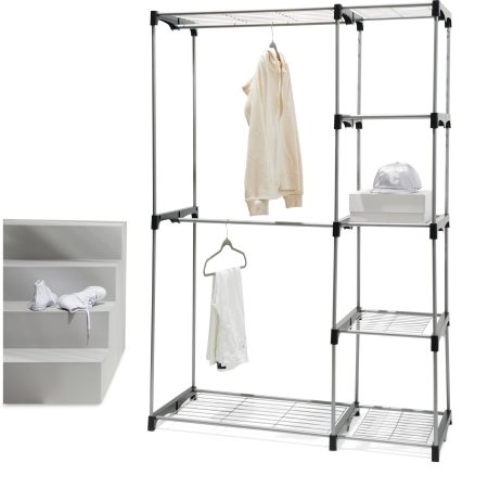 type A Prima Metal Freestanding Closet Organizer with 5 Wire Shelves & Rods