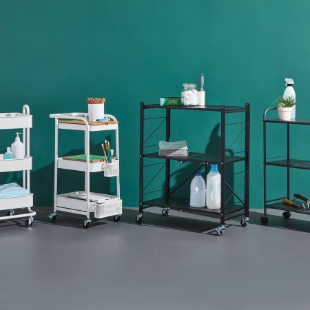 type A Engrained Steel 3-Tier Utility Cart with 4 Wheels White