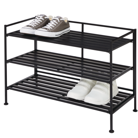 type A Stackable Perspective 3-Tier Shoe Rack, Holds up to 9 Pairs of Shoes, Black