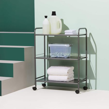 type A Radiant 3-Tier Utility Cart with Wheels, Grey