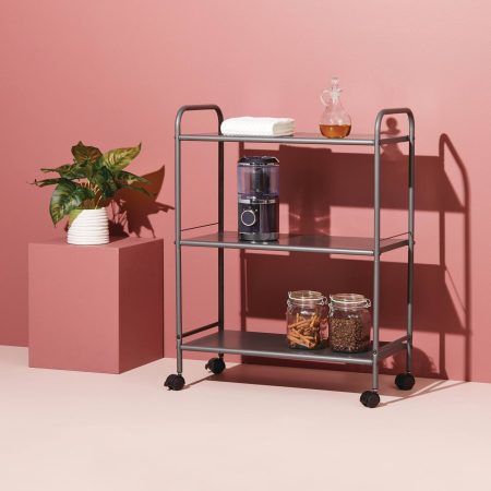 type A Radiant 3-Tier Utility Cart with Wheels, Grey