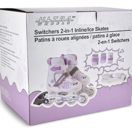 Ultra Wheels Switchers Ice/Inline Skates with Pad Set, Purple, Youth