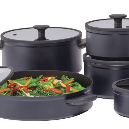 Vida by PADERNO 10-Piece Non-Stick Cookware Set, Black