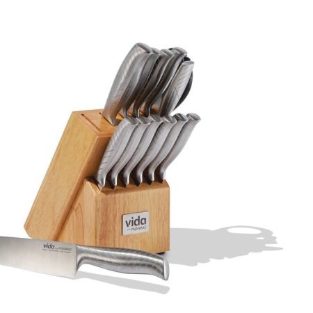 Vida by PADERNO Stainless Steel Knife Block Set, Ergonomic Grip, 14-pc