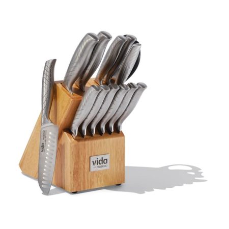 Vida by PADERNO Stainless Steel Knife Block Set, Ergonomic Grip, 14-pc