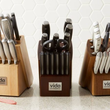 Vida by PADERNO Japanese Steel Knife Block Set, Ergonomic Grip, 14-pc