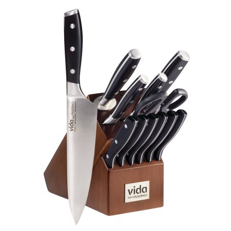 Vida by PADERNO Japanese Steel Knife Block Set, Ergonomic Grip, 14-pc