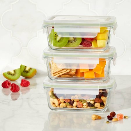 Vida by PADERNO Glass Clip Leakproof Lid Food Storage Container, 485-mL, 6-pc