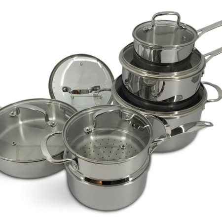 Vida by PADERNO Elite Series 3-Ply Cookware Set, Oven Safe, Stainless Steel