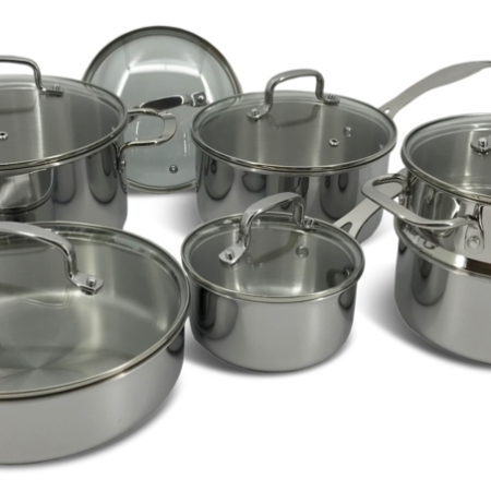 Vida by PADERNO Elite Series 3-Ply Cookware Set, Oven Safe, Stainless Steel