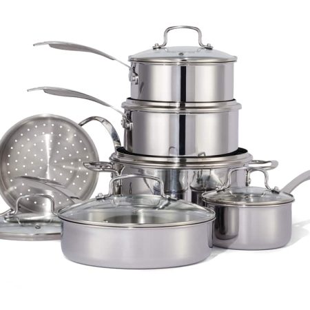 Vida by PADERNO Elite Series 3-Ply Cookware Set, Oven Safe, Stainless Steel