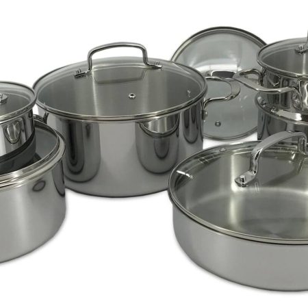 Vida by PADERNO Elite Series 3-Ply Cookware Set, Oven Safe, Stainless Steel