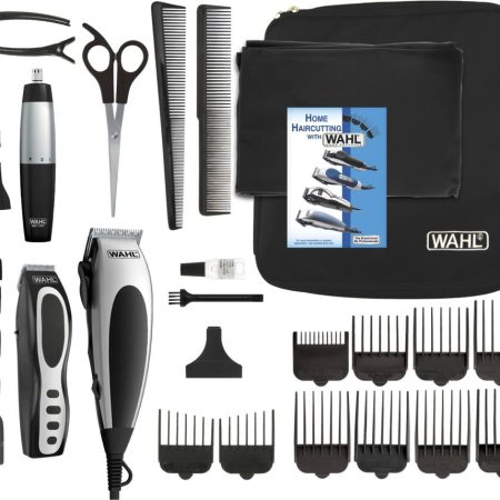 Wahl Home Barber Haircutting Kit with Clippers, Ear/Nose/Brow Trimmer & Scissors, 30-pc