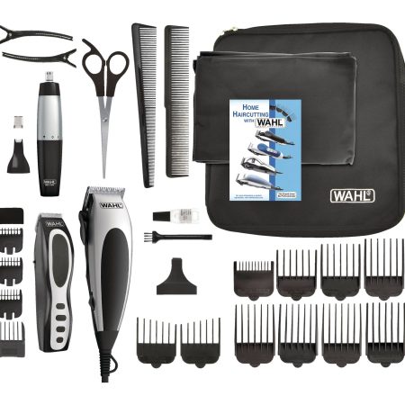 Wahl Home Barber Haircutting Kit with Clippers, Ear/Nose/Brow Trimmer & Scissors, 30-pc