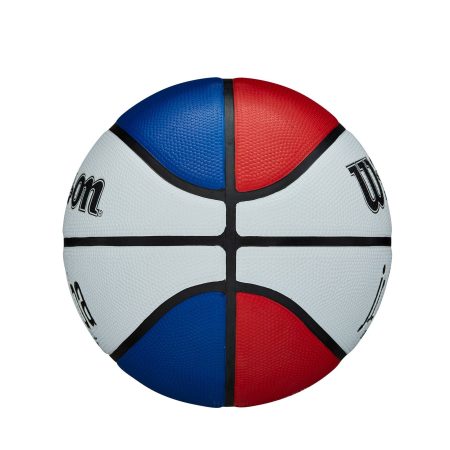 Wilson Junior NBA Light Plus Youth Kids' Outdoor Rubber Basketball, Size 5, Red/White/Blue