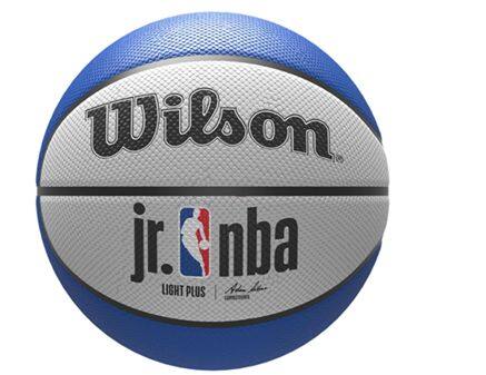 Wilson Junior NBA Light Plus Youth Kids' Outdoor Rubber Basketball, Size 5, Red/White/Blue