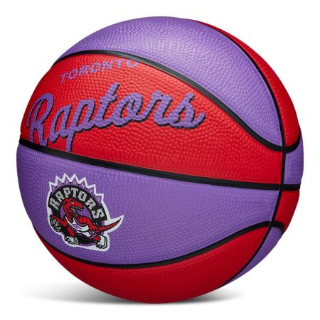 Wilson NBA Toronto Raptors Kids' Mini Outdoor Basketball, Size 3 (22.5-in), Purple/Red