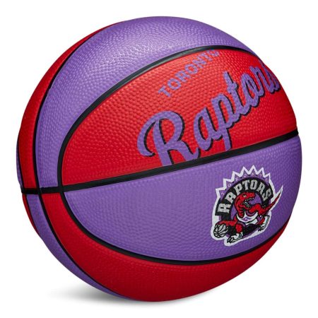 Wilson NBA Toronto Raptors Kids' Mini Outdoor Basketball, Size 3 (22.5-in), Purple/Red