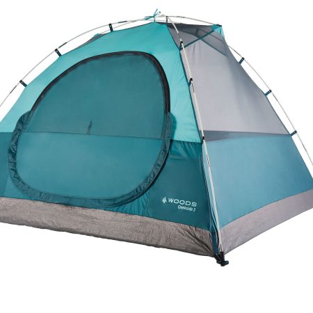 Woods Creekside 3-Season, 3-Person Camping Dome Tent w/ Canopy/Awning, Rain Fly & Carry Bag