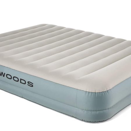 Woods Double High Toughguard™ Inflatable Air Bed with Rechargeable Pump, Queen, Grey