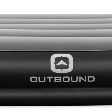 Outbound Double High Flocked Airbed, Twin, Grey