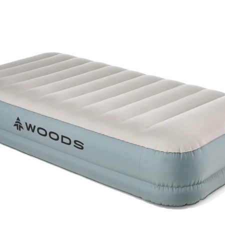 Woods Double High Toughguard™ Inflatable Air Bed with Rechargeable Pump, Twin, Grey