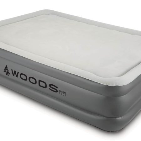 Woods Tritech™ Memory Foam Double-High Queen Air Mattress with Built-In 120V Pump