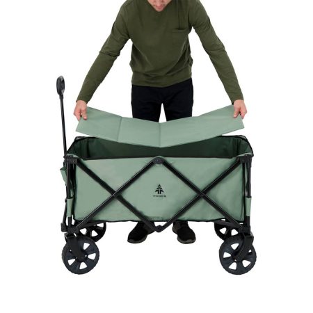 Woods Outdoor Collapsible Folding Utility Adventure Hauler Wagon w/ Carry Bag, 225 lb Capacity, Sea Foam