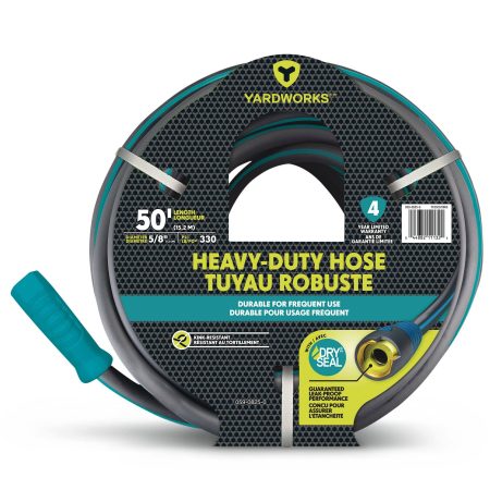 Yardworks Dry Seal Heavy-Duty PVC Hose with Grips, 50-ft