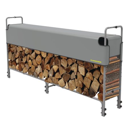 Yardworks Adjustable Steel Construction Half Cover Firewood/Log Rack, 8-ft