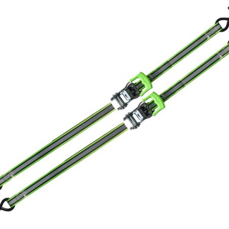 MotoMaster 1,500-lb Reflective Ratchet Tie Down Strap, with Padded D-Handle, 1-in x 12-ft, 2-pk