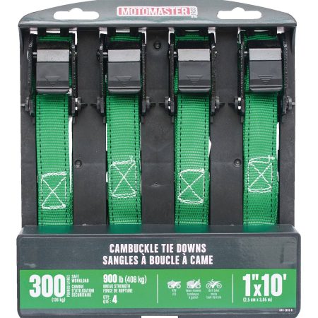 MotoMaster 900-lb Cambuckle Tie Down Straps, Weatherproof, 1-in x 10-ft, 4-pk