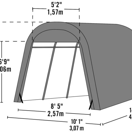 ShelterLogic Heavy Duty Round Style Auto Shelter w/Metal Frame, 10 x 15 x 8-ft