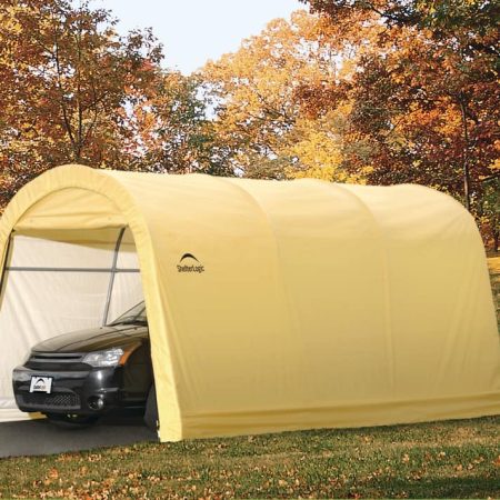 ShelterLogic Heavy Duty Round Style Auto Shelter w/Metal Frame, 10 x 15 x 8-ft