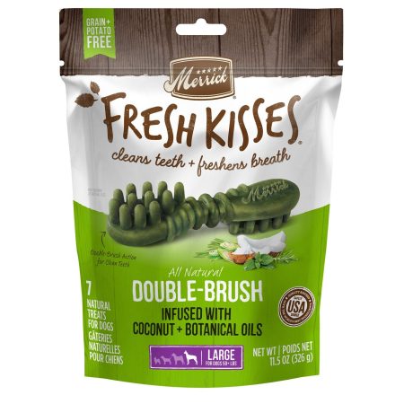 Fresh Kisses Double-Brush Coconut & Botanical Oils Large Breed Dog Treats