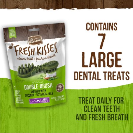 Fresh Kisses Double-Brush Coconut & Botanical Oils Large Breed Dog Treats