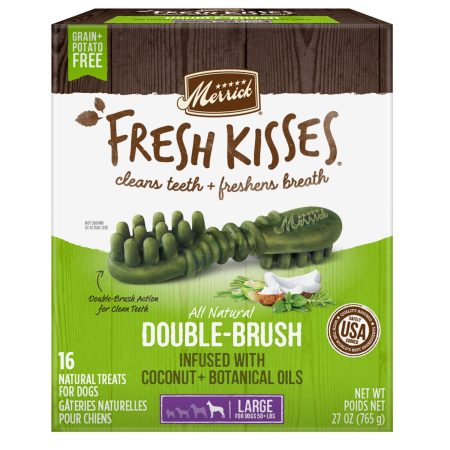 Fresh Kisses Double-Brush Coconut & Botanical Oils Large Breed Dog Treats