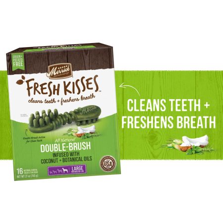 Fresh Kisses Double-Brush Coconut & Botanical Oils Large Breed Dog Treats